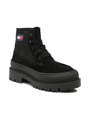 Tommy Jeans Skórzane botki FOXING LACE UP BOOT
