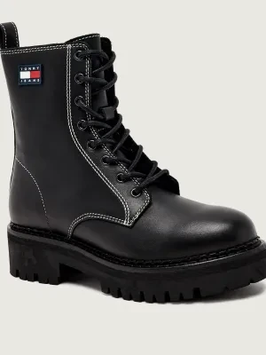 Tommy Jeans Skórzane botki na platformie