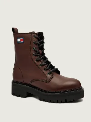 Tommy Jeans Skórzane botki na platformie