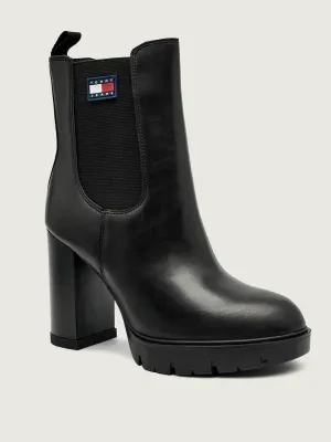 Tommy Jeans Skórzane botki na słupku