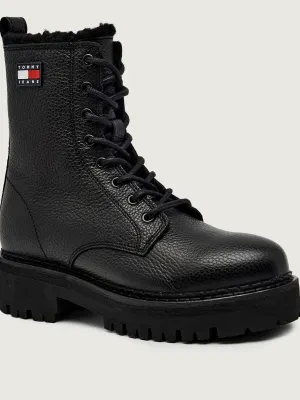 Tommy Jeans Skórzane botki | shearling