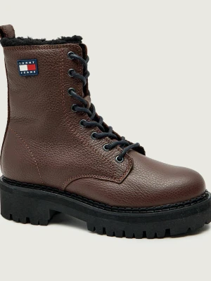 Tommy Jeans Skórzane botki | shearling