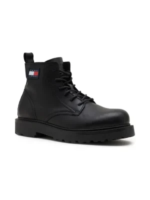 Tommy Jeans Skórzane buty TJM RUBERIZED LACE UP