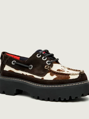 Tommy Jeans Skórzane loafersy ARCHIVE ''''01 | zamsz brązowy