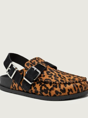 Tommy Jeans Skórzane mule LEOPARD