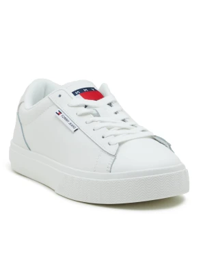 Tommy Jeans Skórzane sneakersy biały