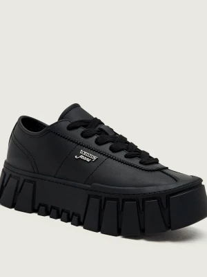 Tommy Jeans Skórzane sneakersy czarny