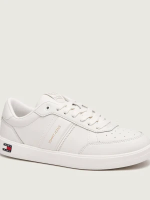 Tommy Jeans Skórzane sneakersy Flag Court ecru
