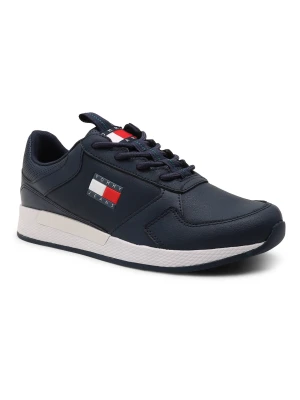 Tommy Jeans Skórzane sneakersy FLEXI RUNNER granatowy