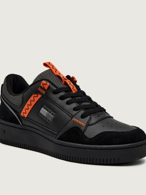 Tommy Jeans Skórzane sneakersy RETRO BASKET czarny
