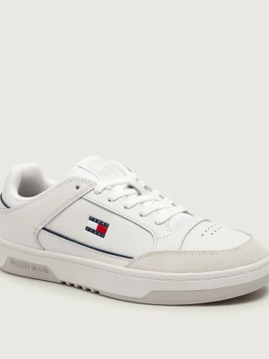Tommy Jeans Skórzane sneakersy | zamsz ecru