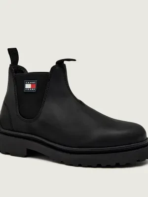 Tommy Jeans Skórzane sztyblety CHELSEA
