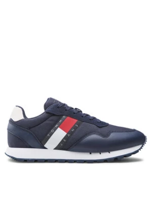 Tommy Jeans Sneakersy Retro Leather Runner EM0EM01081 Granatowy
