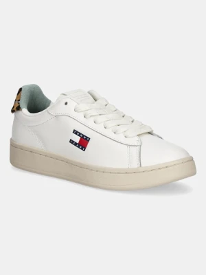 Tommy Jeans sneakersy skórzane ARCHIVE 98 LEOPARD damskie kolor biały EN0EN02909