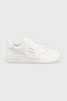 Tommy Jeans sneakersy skórzane BASKET CUPSOLE kolor biały EM0EM01194