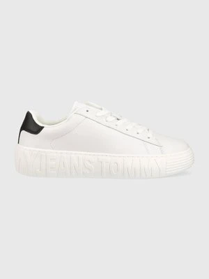 Tommy Jeans sneakersy skórzane LEATHER OUTSOLE kolor biały EM0EM01159