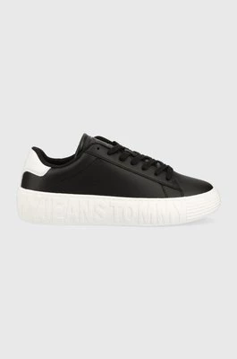 Tommy Jeans sneakersy skórzane LEATHER OUTSOLE kolor czarny EM0EM01159