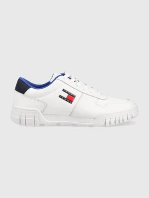 Tommy Jeans sneakersy skórzane Retro Leather Cupsole Tjm Ess kolor biały