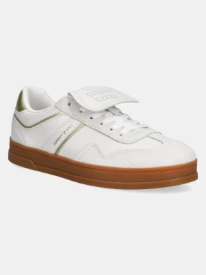 Tommy Jeans sneakersy skórzane THE GREENWICH FLAP damskie kolor biały EN0EN02715