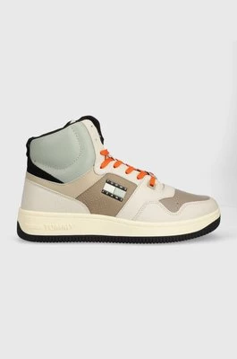 Tommy Jeans sneakersy skórzane TJM BASKET MID LEATHER kolor beżowy EM0EM01258