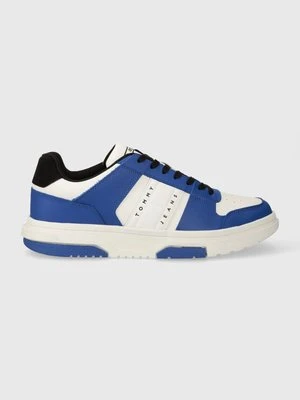 Tommy Jeans sneakersy skórzane TJM LEATHER CUPSOLE 2.0 kolor niebieski EM0EM01283