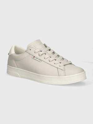 Tommy Jeans sneakersy skórzane TJM LEATHER LOW CUPSOLE kolor szary EM0EM01374