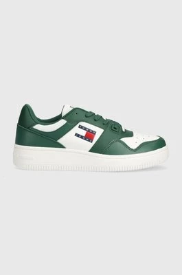 Tommy Jeans sneakersy skórzane TJM RETRO BASKET ESS kolor zielony EM0EM01395