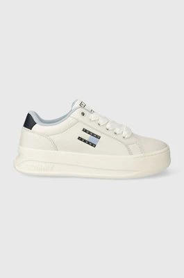 Tommy Jeans sneakersy skórzane TJW CITY FLATFORM kolor biały EN0EN02500