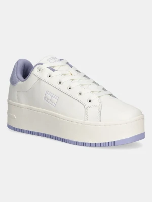 Tommy Jeans sneakersy skórzane TJW FLATFORM ESS MU damskie kolor biały EN0EN02918