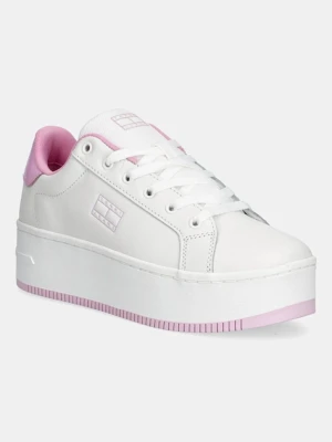 Tommy Jeans sneakersy skórzane TJW FLATFORM PATENT SNEAKER damskie kolor biały EN0EN02864