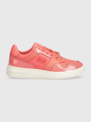 Tommy Jeans sneakersy skórzane TJW RETRO BASKET GLOSSY kolor pomarańczowy EN0EN02206