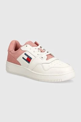 Tommy Jeans sneakersy skórzane TJW RETRO BASKET MIX MEDIA kolor różowy EN0EN02653