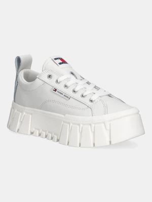 Tommy Jeans sneakersy skórzane TJW VULC FLATFORM LEATHER damskie kolor biały EN0EN03008
