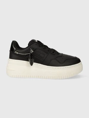 Zdjęcie produktu Tommy Jeans sneakersy TJW RETRO BASKET FLATFORM CHARM kolor czarny EN0EN02421