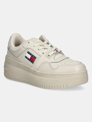 Tommy Jeans sneakersy TJW RETRO BASKET FLATFORM ESS kolor beżowy EN0EN02506