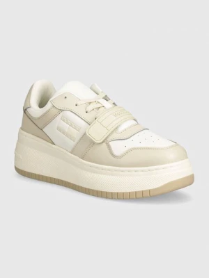 Tommy Jeans sneakersy TJW RETRO BASKET FLATFORM VELCRO kolor beżowy EN0EN02573
