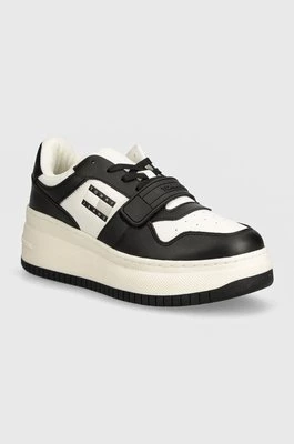 Tommy Jeans sneakersy TJW RETRO BASKET FLATFORM VELCRO kolor czarny EN0EN02573