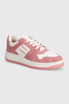 Tommy Jeans sneakersy TJW RETRO BASKET WASHED SUEDE kolor różowy EN0EN02486