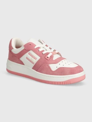 Tommy Jeans sneakersy TJW RETRO BASKET WASHED SUEDE kolor różowy EN0EN02486