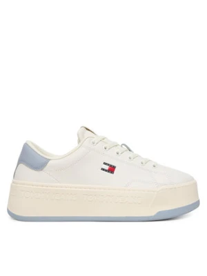 Tommy Jeans Sneakersy Tjw Script Cupsole Flatform EN0EN02961 Kremowy