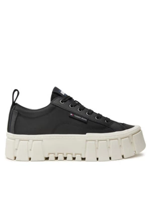 Tommy Jeans Sneakersy Tjw Vulc Flatform Lc Mix Media EN0EN02569 Czarny