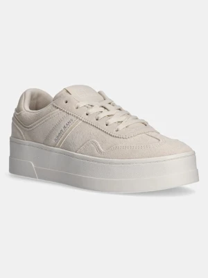 Tommy Jeans sneakersy zamszowe THE GREENWICH FLATFORM ELEVATED beżowy