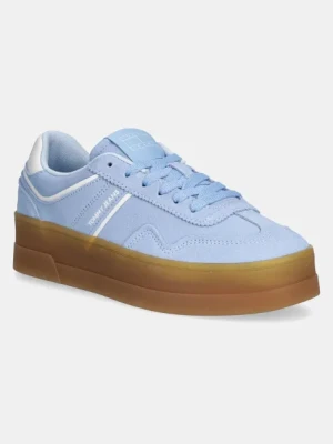 Tommy Jeans sneakersy zamszowe THE GREENWICH FLATFORM SUEDE kolor niebieski EN0EN02734