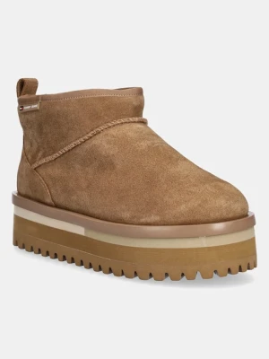 Tommy Jeans śniegowce zamszowe TJW FLATFORM SNOW BOOT SUEDE