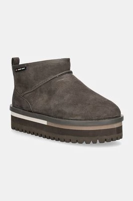 Tommy Jeans śniegowce zamszowe TJW SUEDE FLATFORM BOOT WL kolor szary EN0EN02599