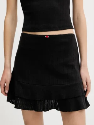 Tommy Jeans spódnica bawełniana kolor czarny mini rozkloszowana DW0DW20606