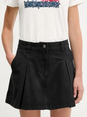 Tommy Jeans spódnica bawełniana kolor czarny mini rozkloszowana DW0DW21137