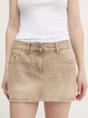 Tommy Jeans spódnica jeansowa kolor beżowy mini prosta DW0DW20134