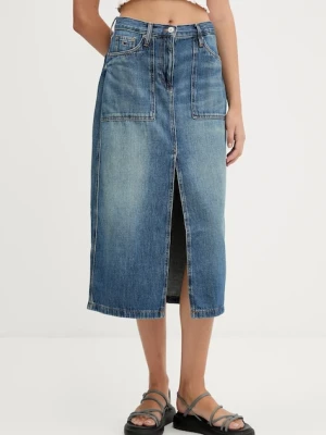 Tommy Jeans spódnica jeansowa kolor niebieski midi prosta DW0DW21070