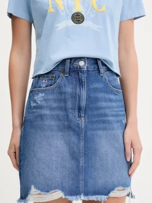 Tommy Jeans spódnica jeansowa kolor niebieski mini prosta DW0DW20135